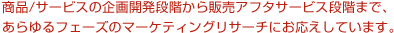 商品/サービスの企画開発段階から販売アフタサービス段階まで、あらゆるフェーズのマーケティングリサーチにお応えしています。