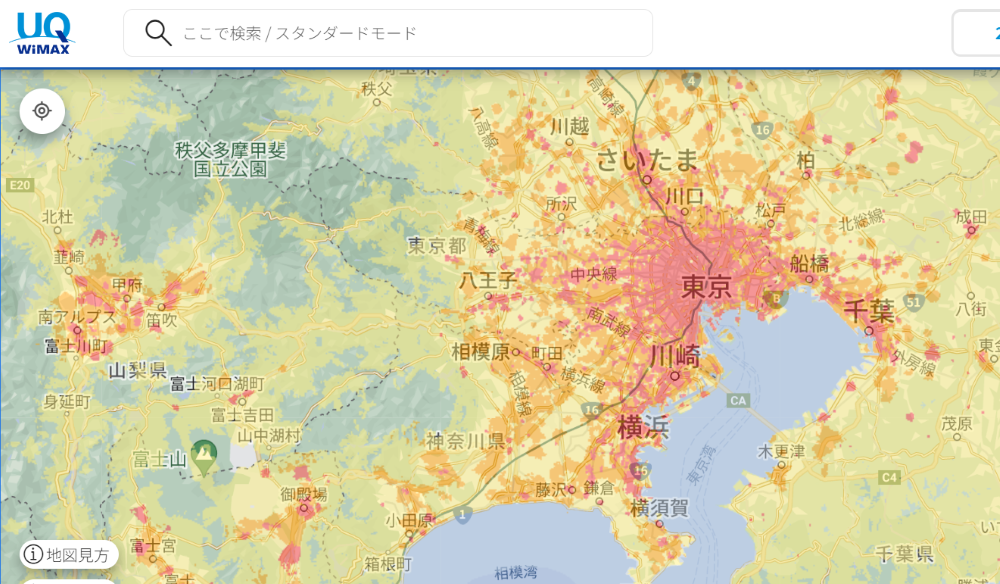 WiMAXエリアマップ