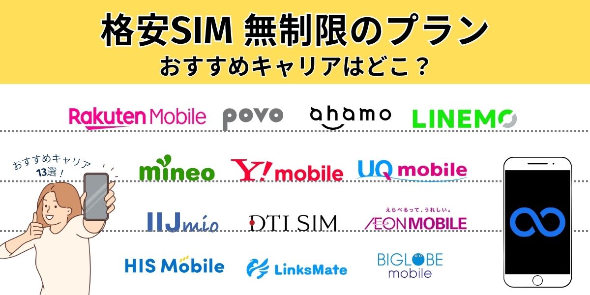 格安SIM無制限が使えるおすすめキャリア13選！プランも含め徹底解説