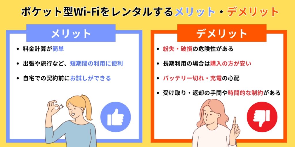 ポケット型WiFiをレンタルするメリットデメリット