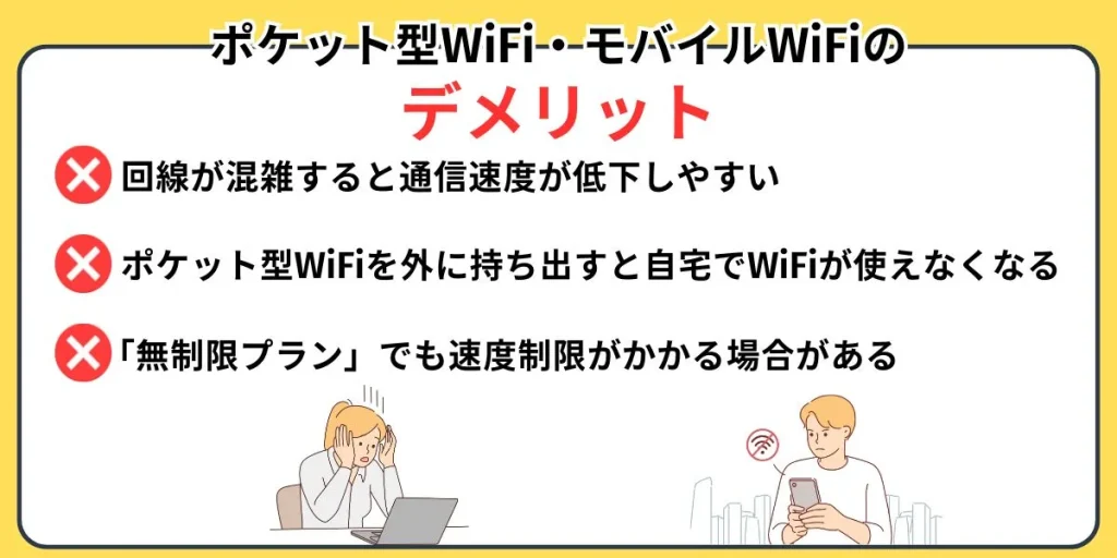 ポケット型WiFi・モバイルWiFiのデメリット・注意点
