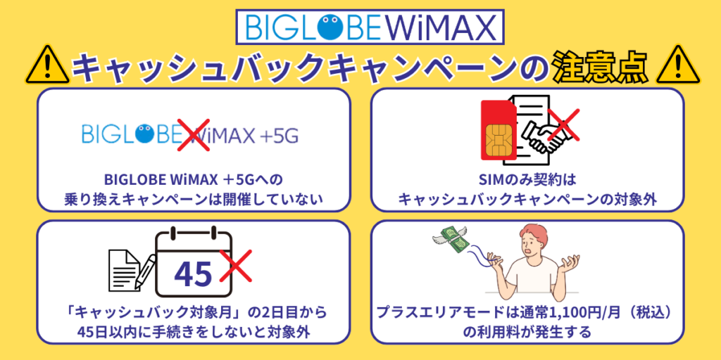BIGLOBE WiMAXキャッシュバックキャンペーンの注意点