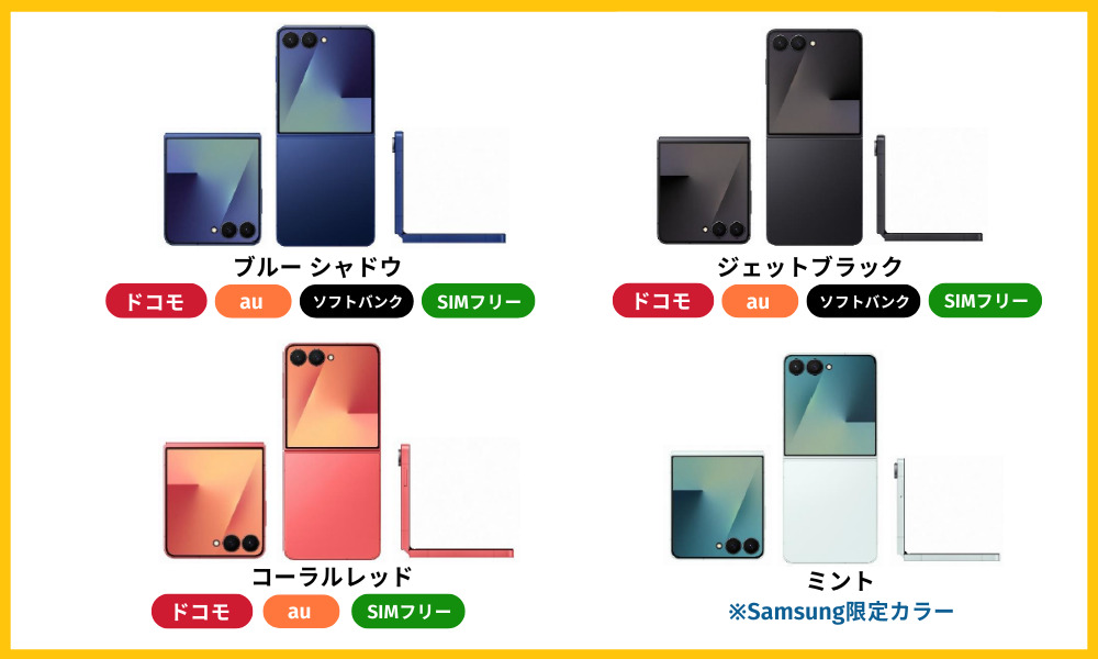 Galaxy Z Flip7のカラー展開