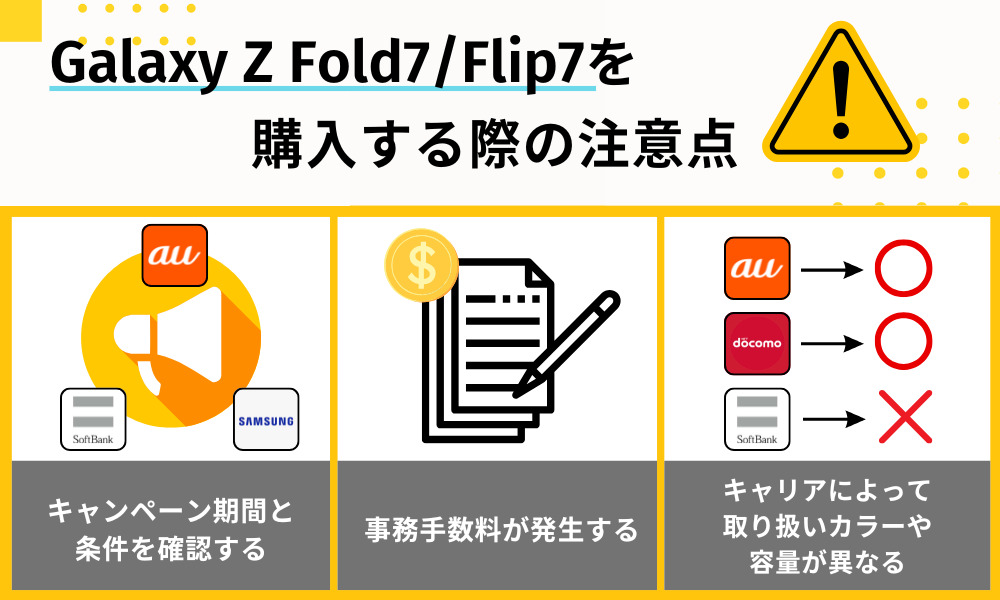 Galaxy Z Fold7/Flip7を購入する際の注意点