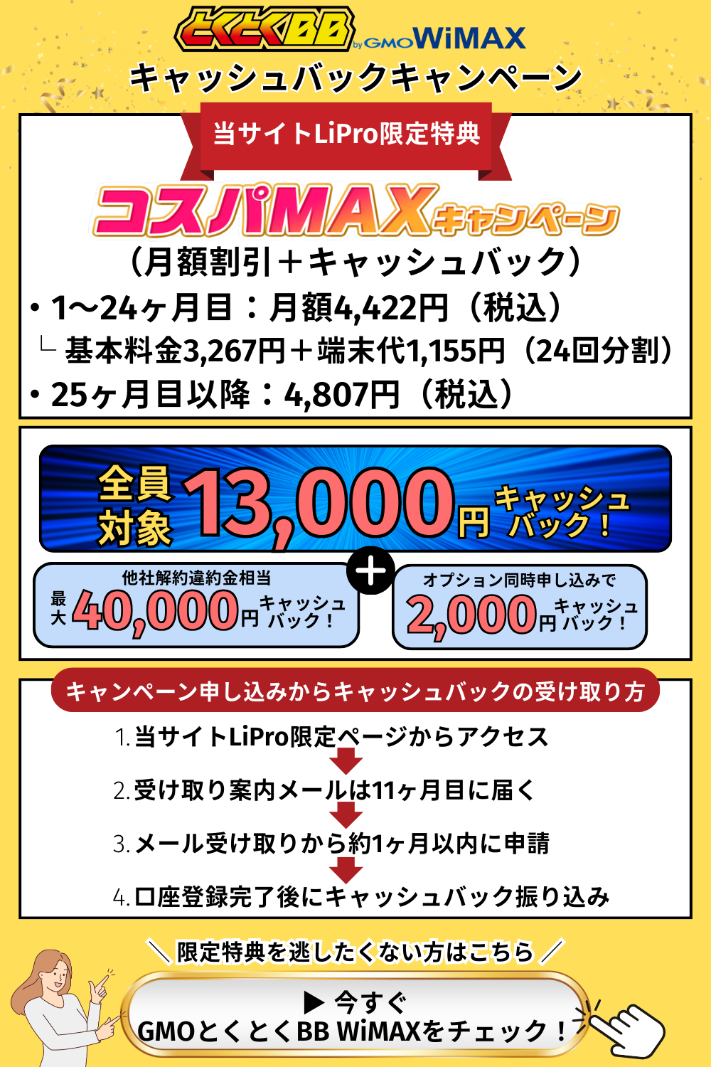 GMOとくとくBB WiMAXキャンペーン情報｜キャッシュバック受け取り手順を解説 | インターネット – LiPro［ライプロ］|  あなたの「暮らし」の提案をする情報メディア