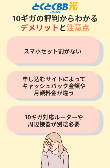 GMOとくとくBB光10ギガの評判からわかるデメリット