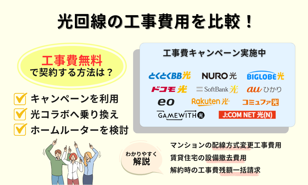 光回線 工事費用 比較