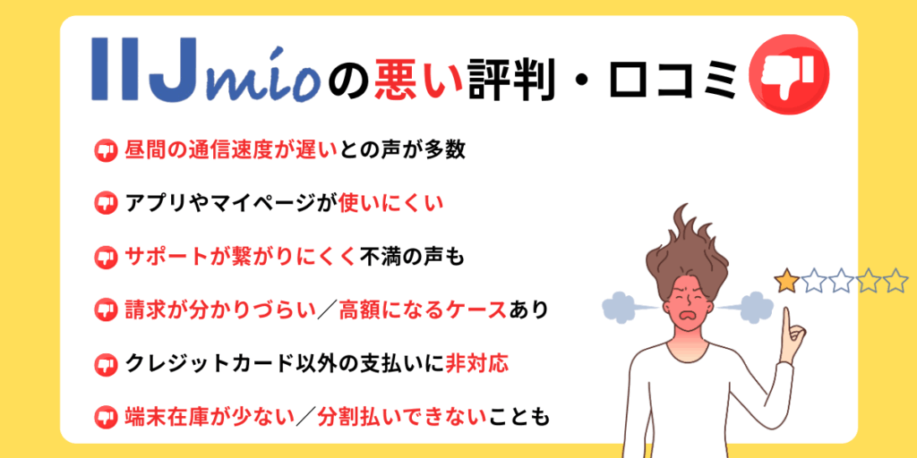 IIJmioの悪い評判・口コミ