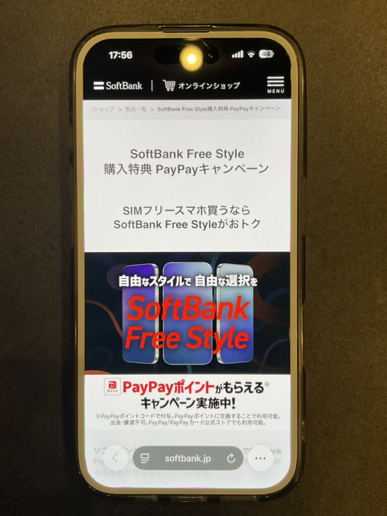 ソフトバンク：SoftBank Free Style　購入特典 PayPayキャンペーン