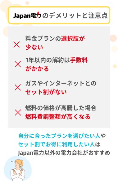 Japan電力　デメリット