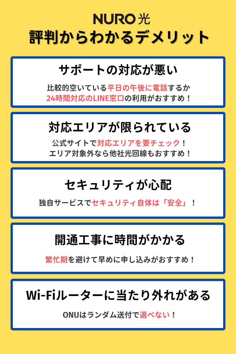 評判からわかるNURO光のデメリット