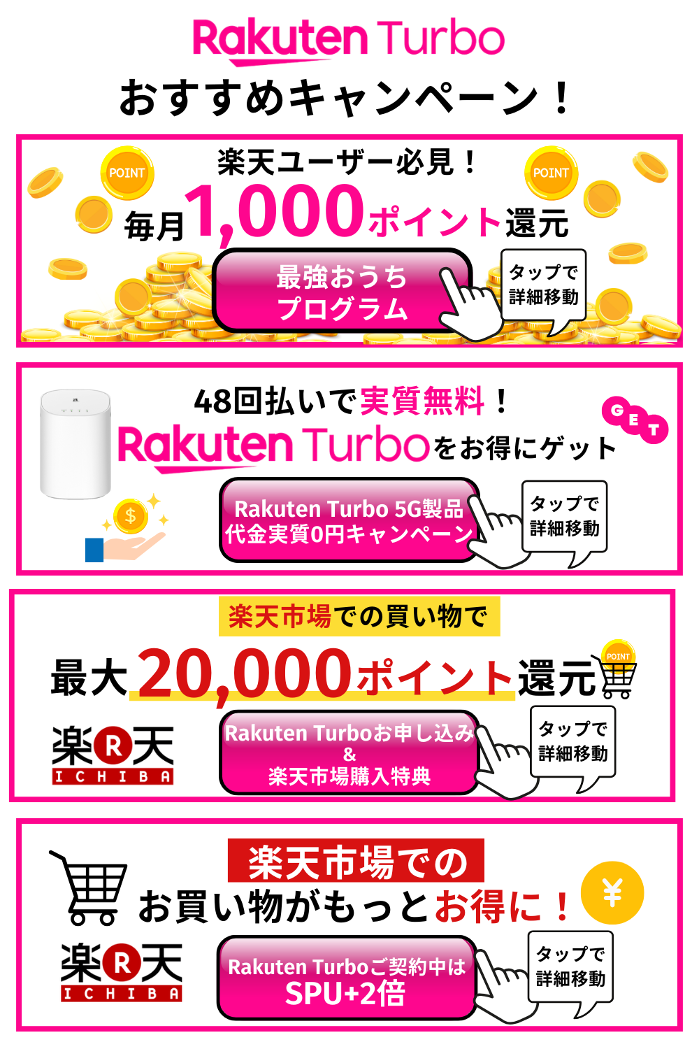 Rakuten Turbo(楽天ターボ)の最新キャンペーン