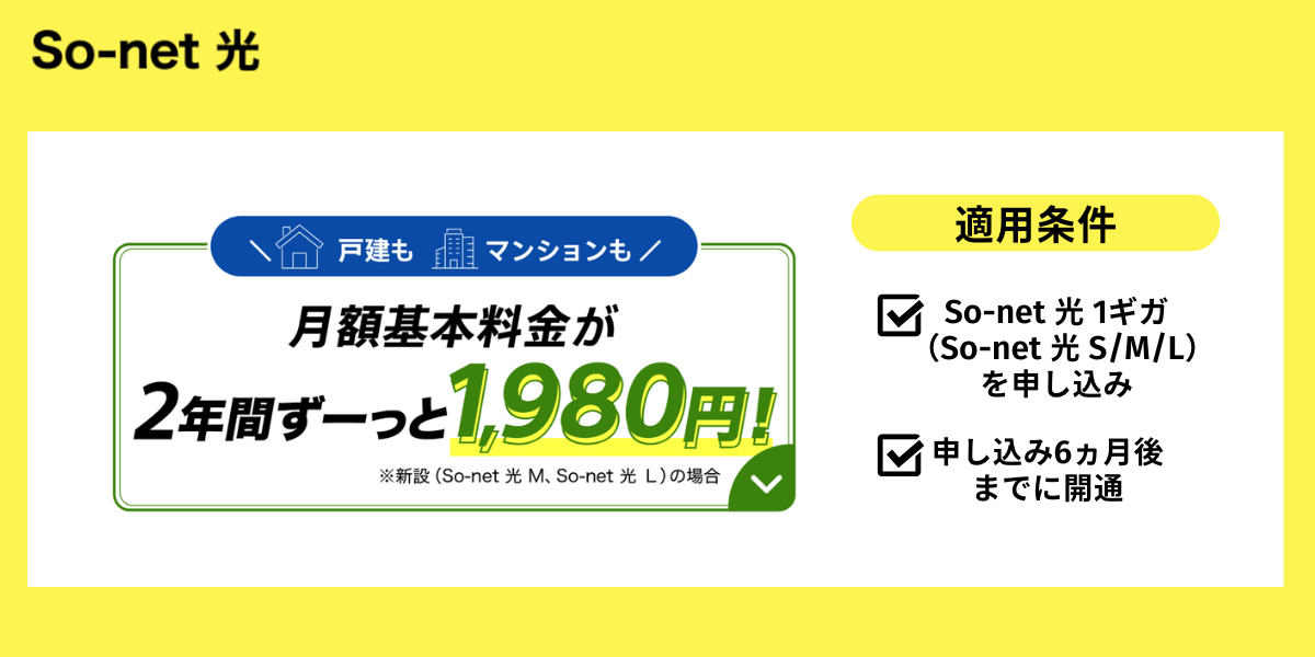 So-net 光1ギガ月額割引