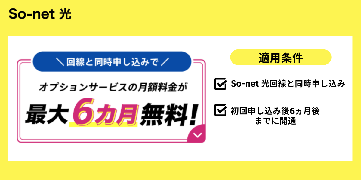 So-net 光オプション6ヵ月無料