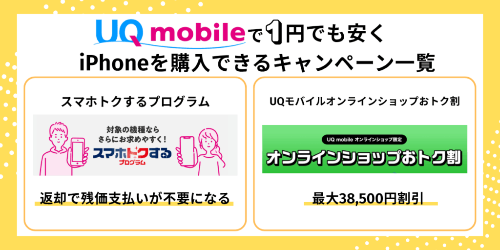 UQモバイルのiPhoneキャンペーン一覧