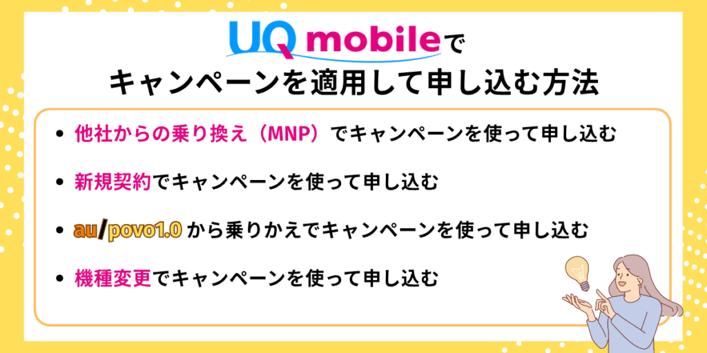 UQモバイルのキャンペーンに申し込む方法