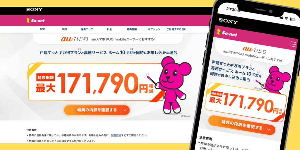 auひかり(so-net)トップ画像