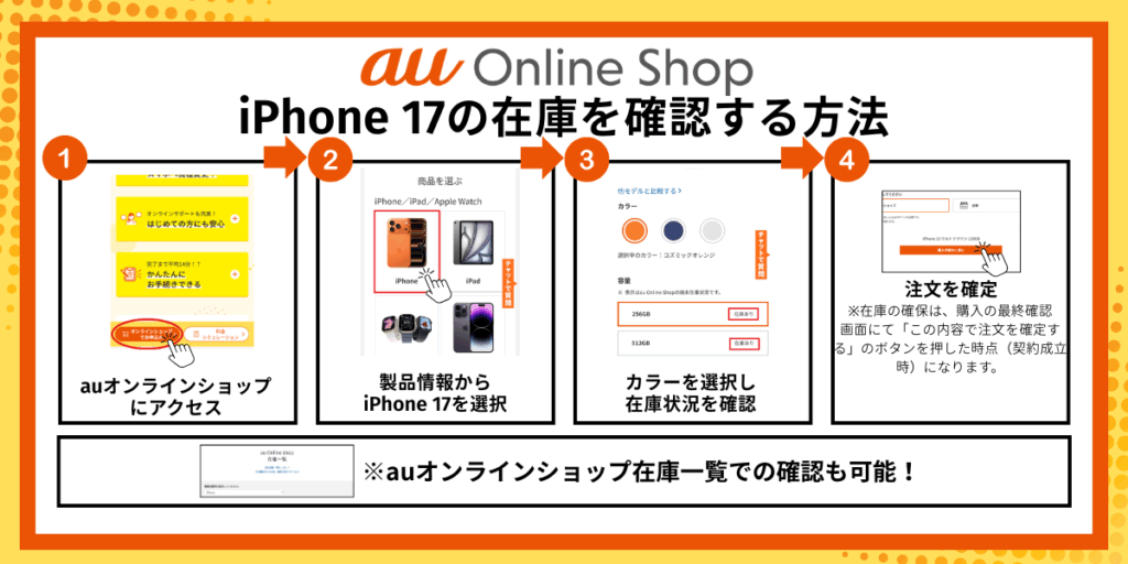 auオンラインショップ　在庫確認方法
