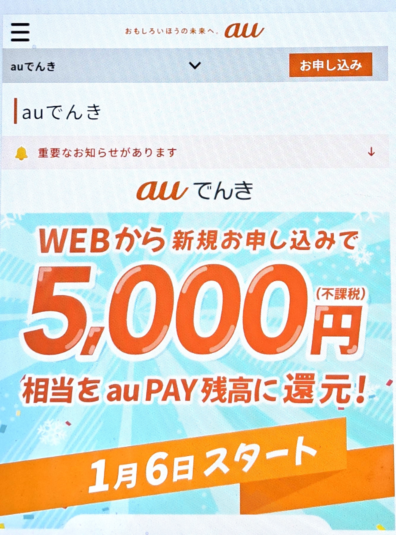 auでんき　申し込み 1