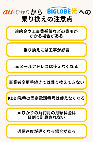 auひかりからビッグローブ光乗り換えの注意点