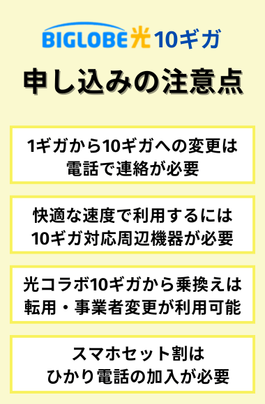 ビッグローブ光10G注意点