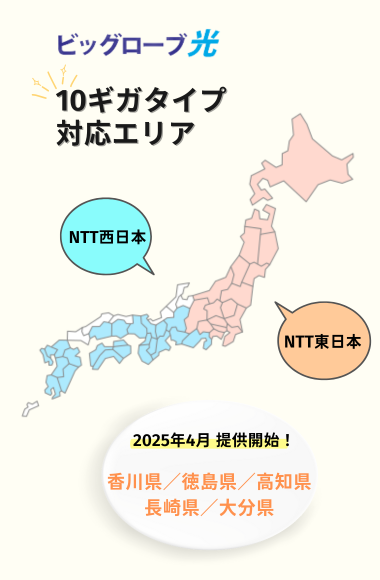 ビッグローブ光の10ギガ提供エリア