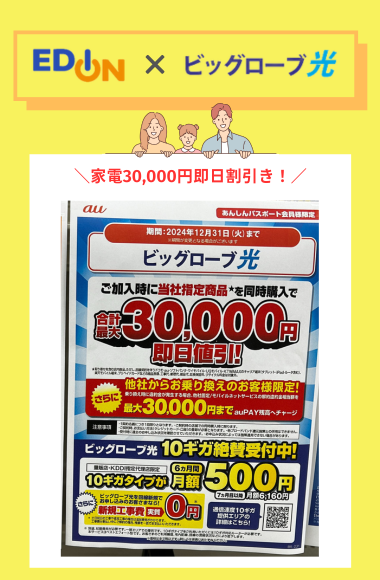 ビッグローブ光家電量販店のキャンペーン