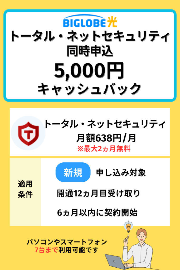 トータル・ネットセキュリティ同時申し込みキャッシュバック