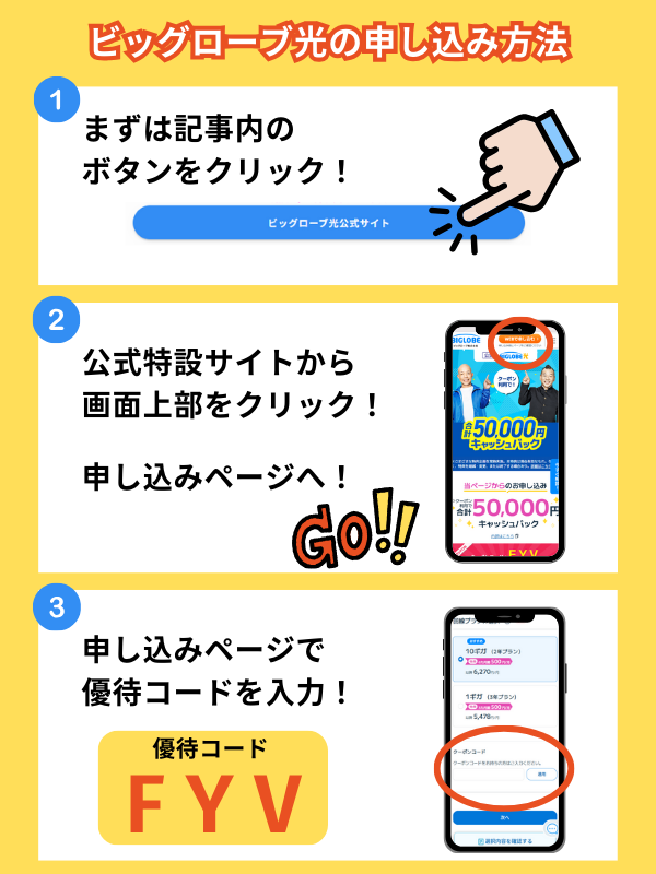ビッグローブ光の申し込み手順