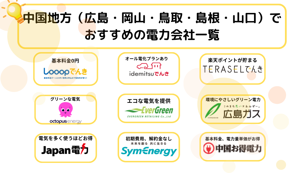 中国地方　電力会社　おすすめ
