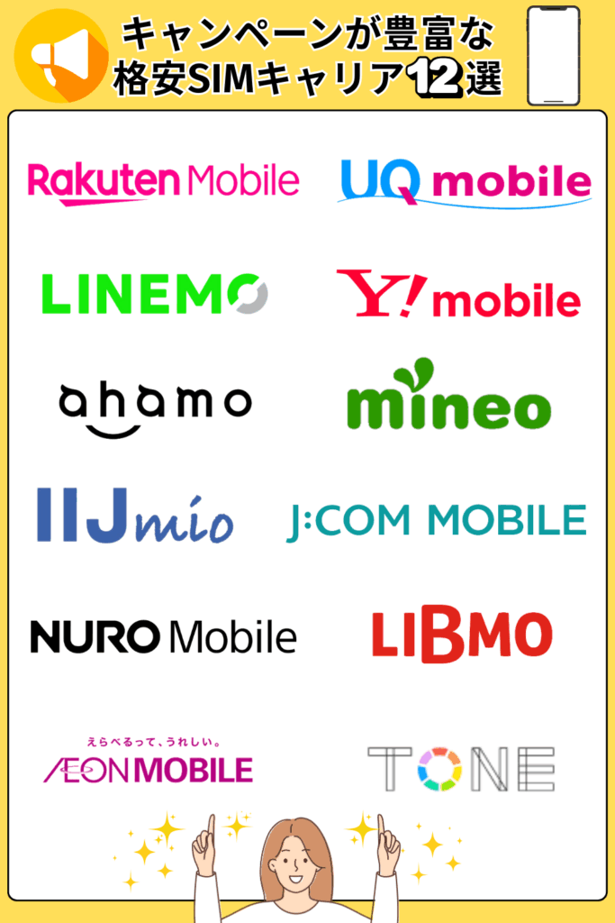 キャンペーンが豊富な格安SIMキャリア12選