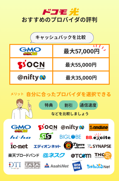 ドコモ光のプロバイダに関する評判
