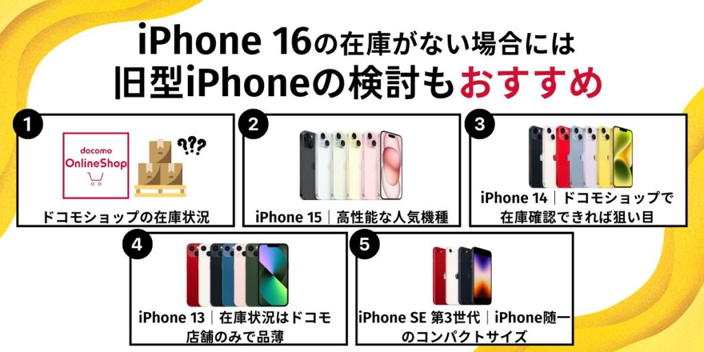 iPhone16の在庫がない場合には旧型iPhoneの検討もおすすめ