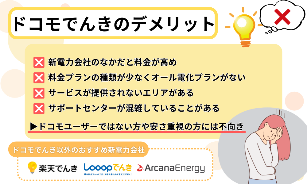 ドコモでんきのデメリット