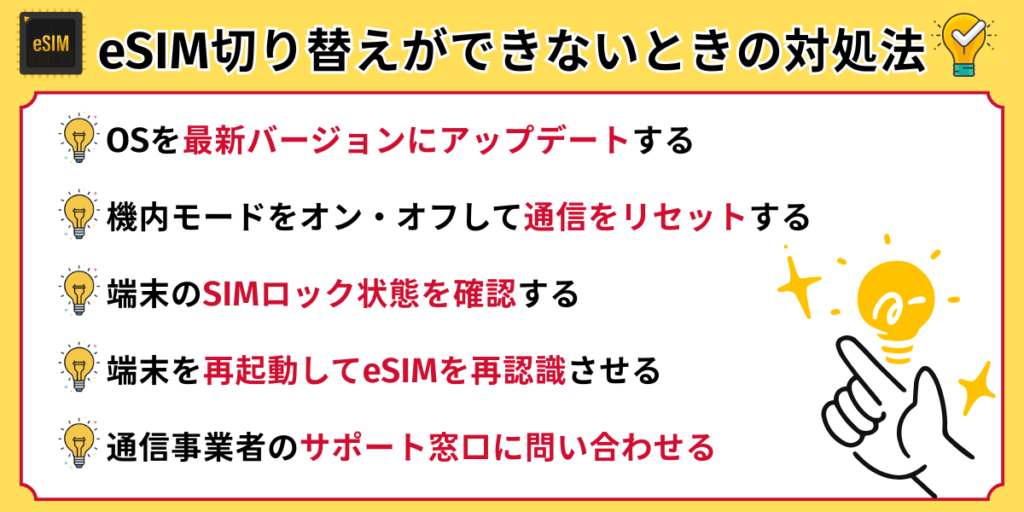 eSIM切り替えができないときの対処法