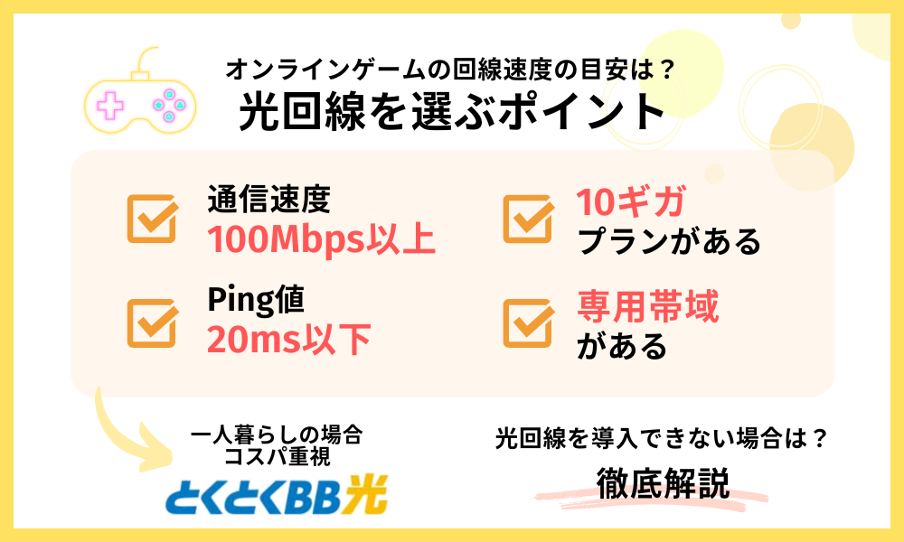 ゲーム向け光回線を選ぶポイント