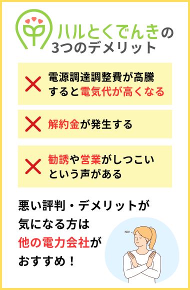 ハルエネの電気【ハルとくでんき】の評判からわかるデメリット
