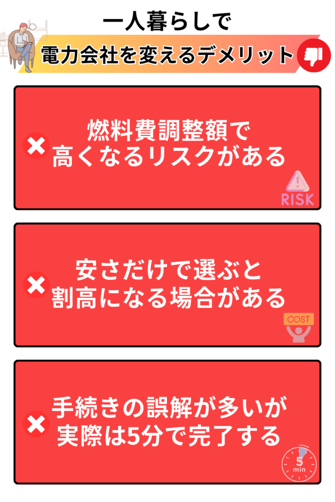 一人暮らし電力会社乗り換えのデメリット