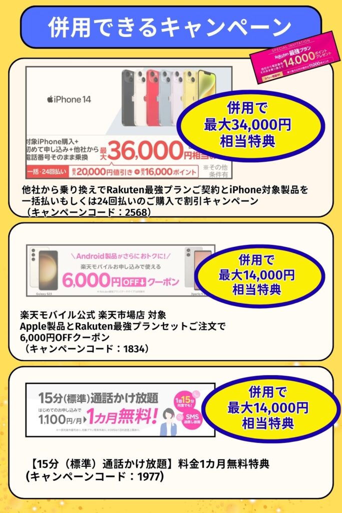 三木谷キャンペーン-併用できるキャンペーン