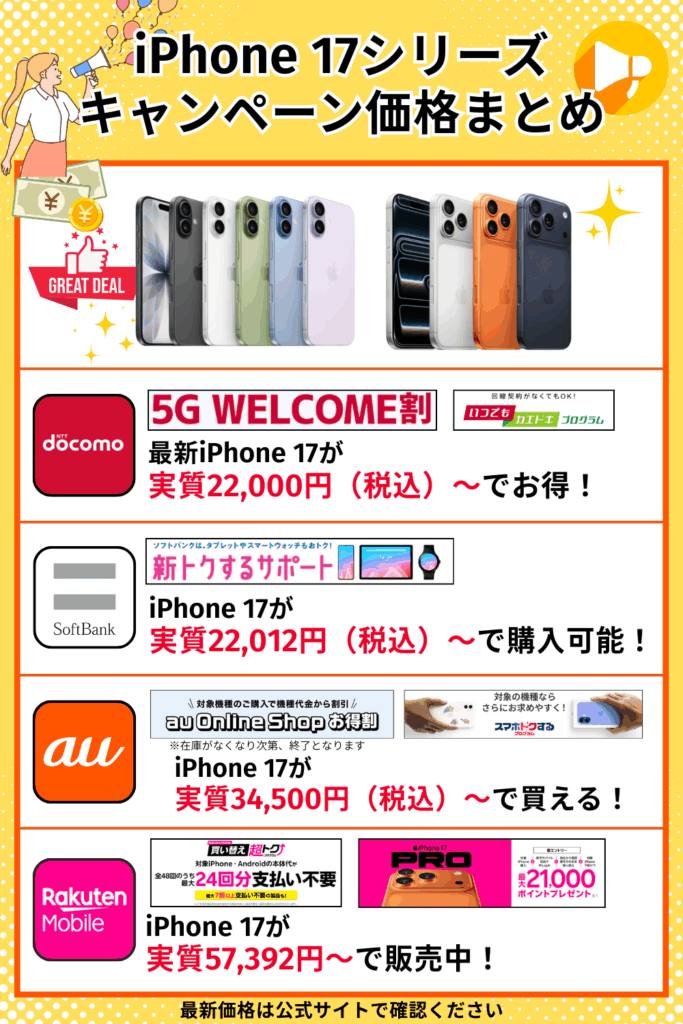 iPhone キャンペーン iPhone 17キャンペーンまとめ