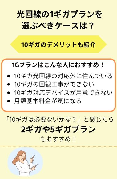 光回線 1ギガプランを選ぶべきケース 10ギガのデメリット