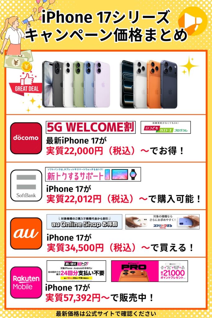 iPhone キャンペーン iPhone 17キャンペーンまとめ