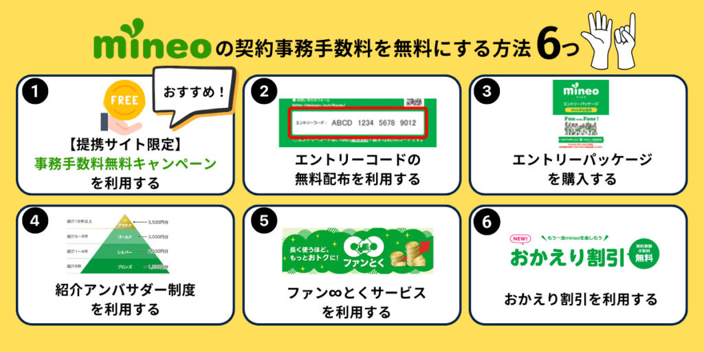 mineoの事務手数料を無料にする方法6選