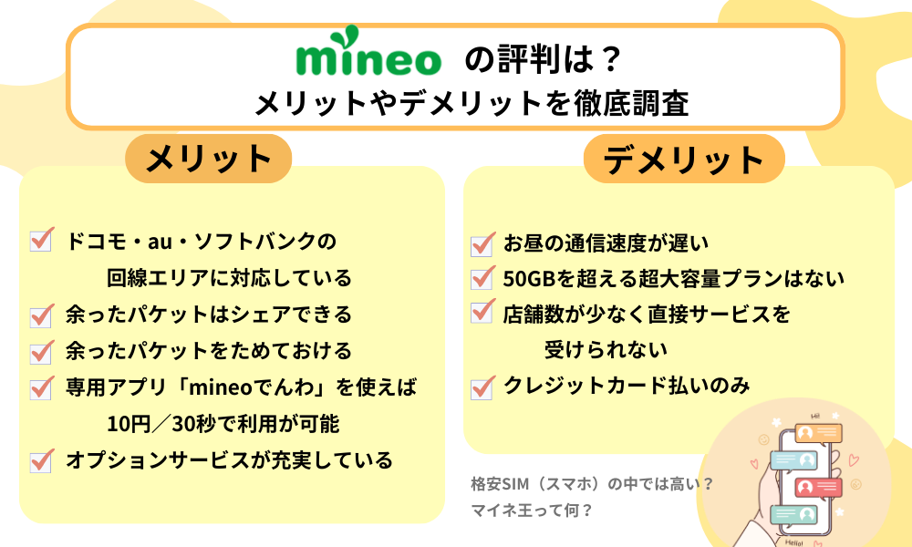 mineo　評判　メリットデメリット