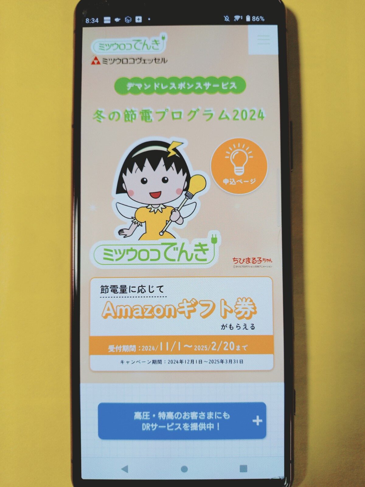 ミツウロコでんき　冬の節電キャンペーン