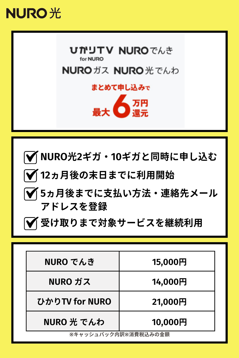 NURO光のキャンペーン「オプション申し込みキャッシュバック