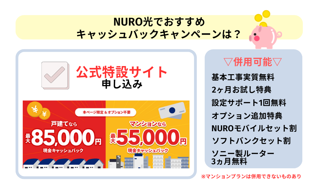 NURO光おすすめのキャッシュバック