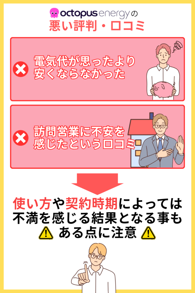 オクトパスエナジーの悪い評判・口コミ