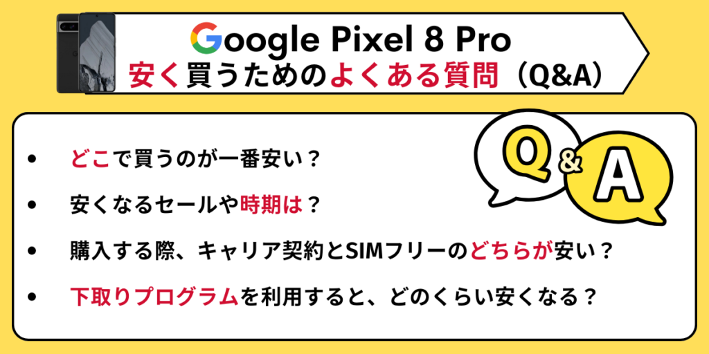Pixel 8a/8 Proを安く買うためのよくある質問(Q&A)