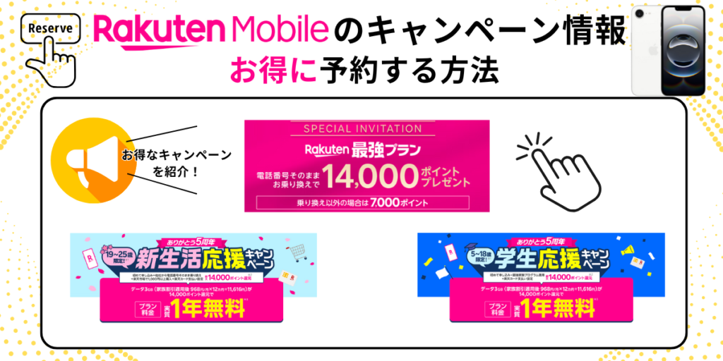 楽天モバイルのキャンペーン情報お得に予約する方法